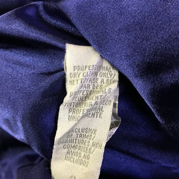 Theia Shimmering Element Gown 4 Metallic Floral Lace Cap Sleeve Crew Maxi Blue - Picture 5 of 8